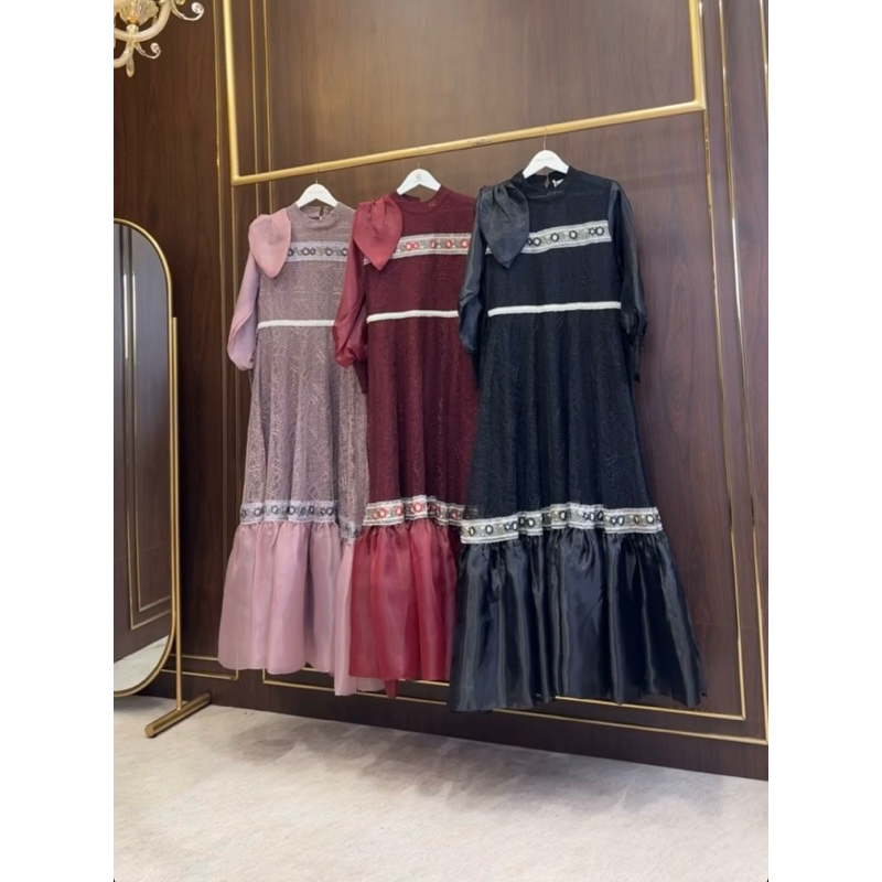 gamis mewah lengan organza ori by Shellasaukia CAHAYABUTIQ