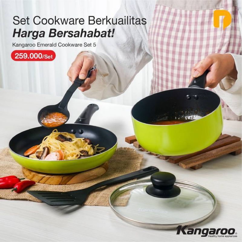 Panci Kangaroo Emerald Frypan Saucepan Teflon Panci Stainless