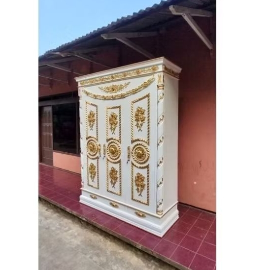 Almari ukir kayu jati cat duco