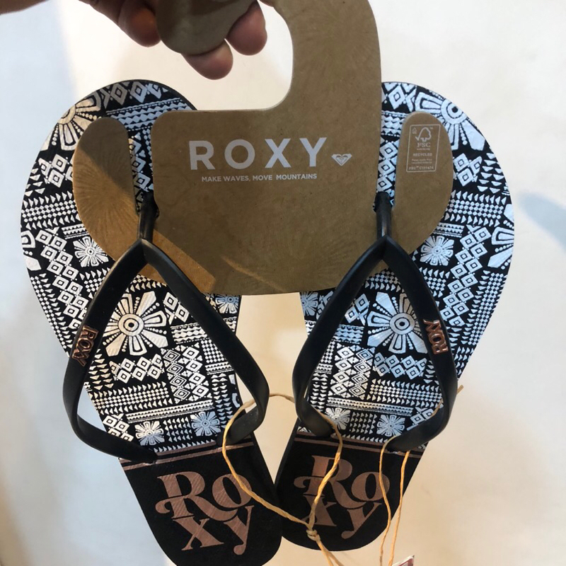 sandal sendal wanita roxy original viva stamp ii blak