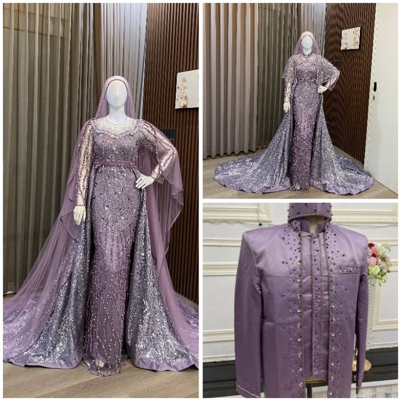 COUPLE WEDDING DRESS NEW MODEL /TERBARU KEBAYA PENGANTIN AKAD NIKAH /BAJU AKAD DRESS MUSLIM/GAUN WED