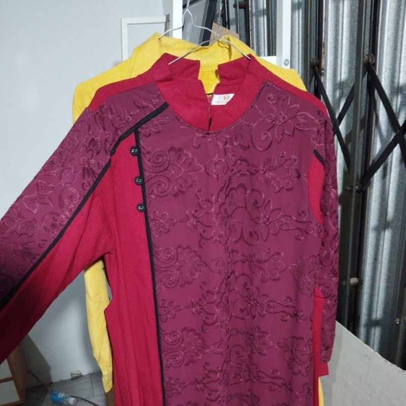 gamis brukat premium merah maroon