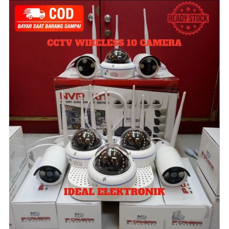 PAKET CCTV NVR KIT WIRELESS 10CH 10 CAMERA INDOOR OUTDOOR 8MP FULL HD