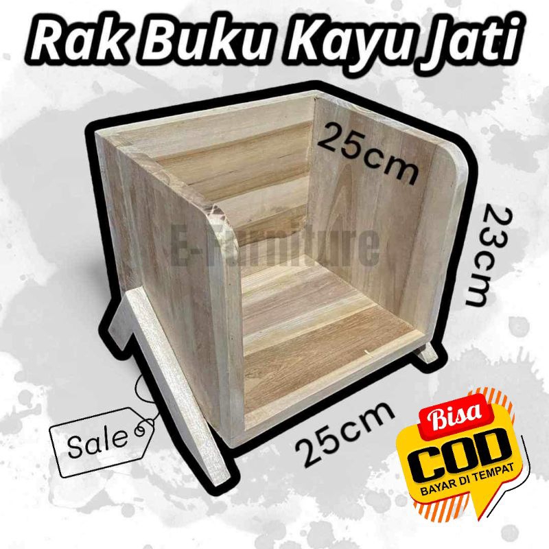 Rak buku anak sekolah minimalis kayu jati