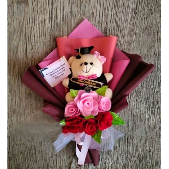 bucket bunga murah cocok untuk kado hadiah gift wisuda graduation • kado pelepasan sekolah • hadiah 