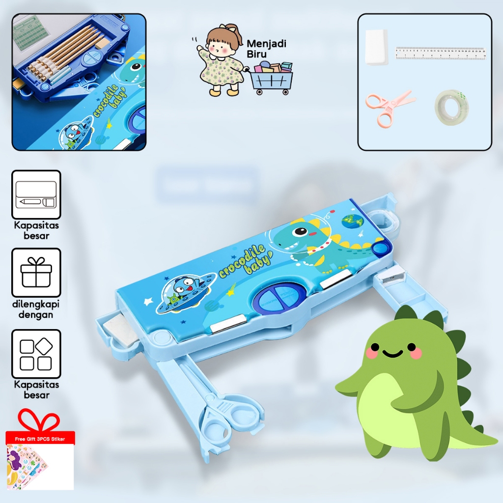 

Tempat pensil pola kartun/tempat pensil multifungsi/rautan pensil/penghapus/penggaris