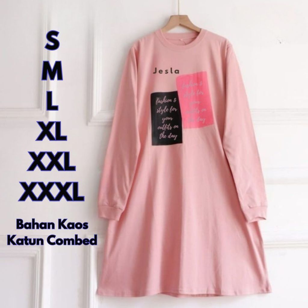 Tunik Kaos Jumbo Kekinian Rita Tunik BO Kaos Katun Combed S M L XL XXL XXXL Ld 90-130 Baju Atasan Wa