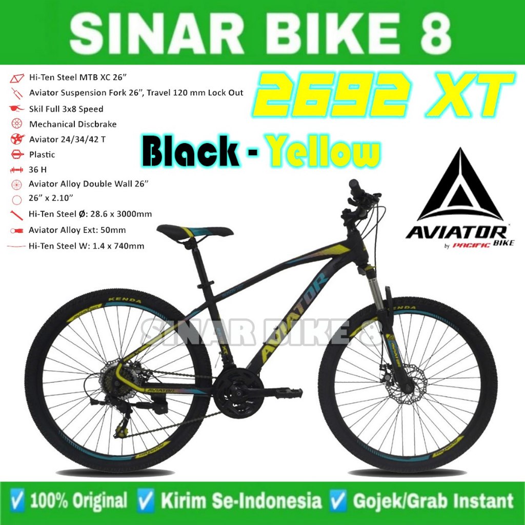 PROMO Sepeda Gunung MTB AVIATOR 2692 XT 26 Inch 8 Speed