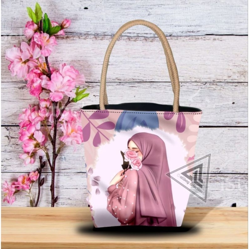 Grosir totebag sumbu totebag kanvas tas hijab wanita size mini/kecil