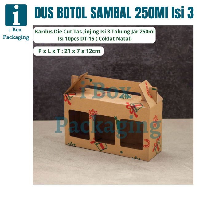 

[ 10 Pcs ] Box Toples Jar Kaca 250ml Isi 3 Dus Botol Sambal 200ml Kardus Hampers Parsel Natal