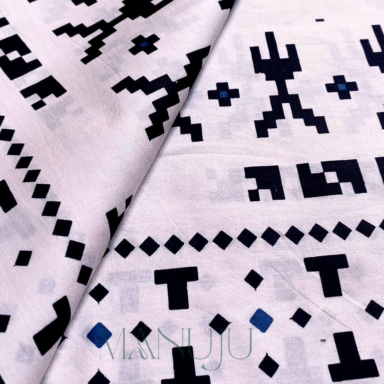 Kain Batik Meteran Warna Putih Motif Tenun Premium Batik Wanita Modern