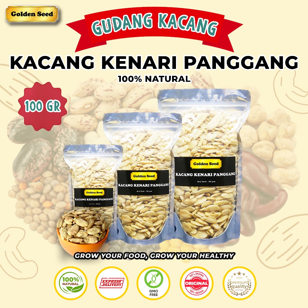 

KACANG KENARI PANGGANG 100 GR / KENARI PANGGANG UTUH 100 GRAM / ROASTED KENARI NUTS 100GR