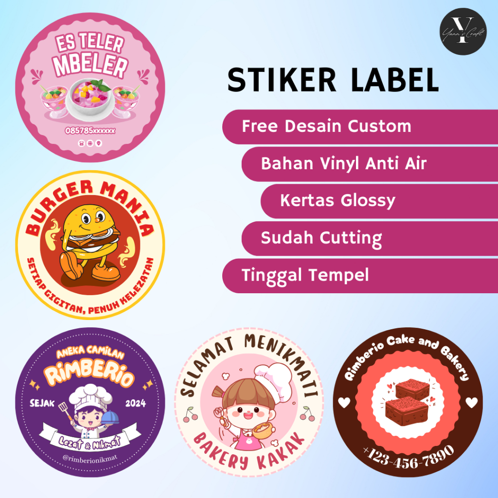 

Stiker Label Produk 7x7 cm - Bahan Vinyl Anti Air - Free Desain