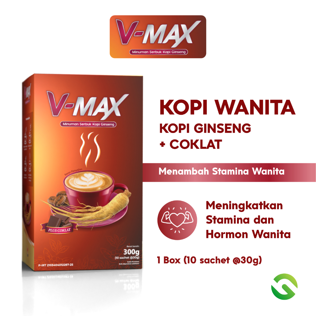 

V-MAX Kopi Serbuk Ginseng Rasa Coklat Minuman Sehat Meningkatkan Stamina & Kesehatan untuk Wanita