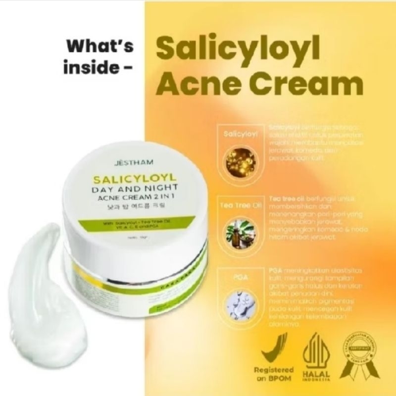 JESTHAM || Salicyloyl Acne Cream 2in1|| Solusi Untuk Jerawat