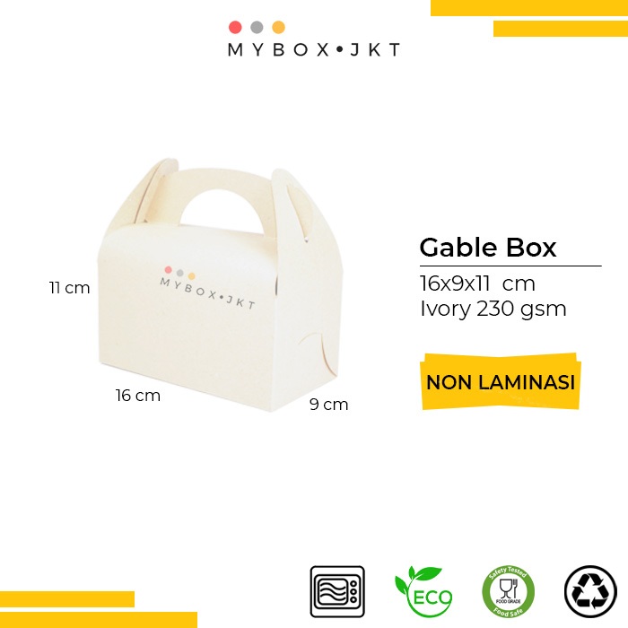 

Gable Box Hampers Souvenir Gift Pack Snack IVORY 16x9x11 Non Laminasi