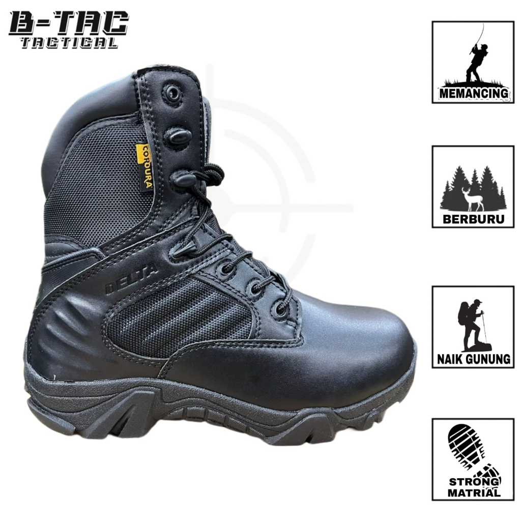 [516 Hitam]Sepatu Boots Pria/ Sepatu Boots Pria 8 Inc Bahan Cordura Import/Sepatu Tactical Warna Hit