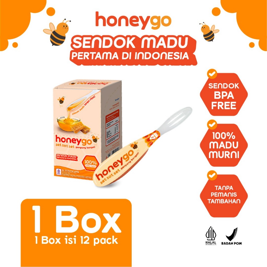 

Madu Murni dengan Sendok Honeygo 1 box (12 sachet)