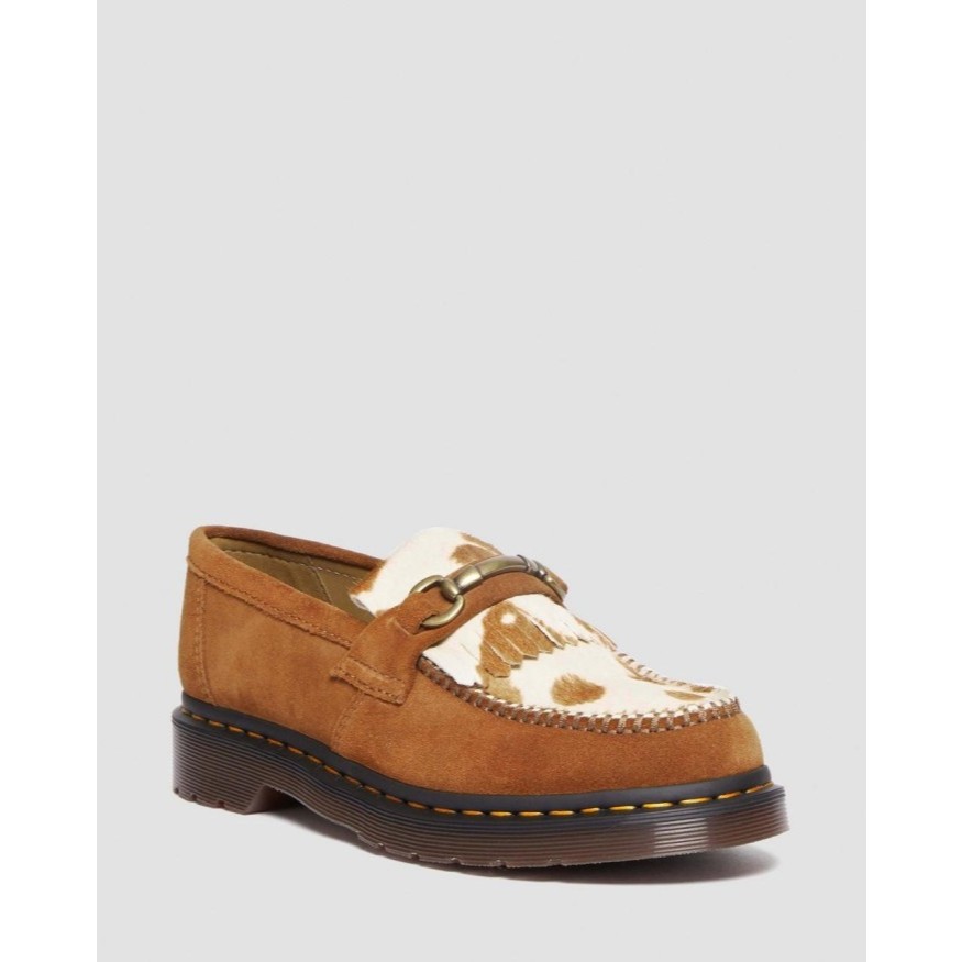 Dr. Martens Adrian Snaffle Hair-On Cow Print Suede Loafers Original
