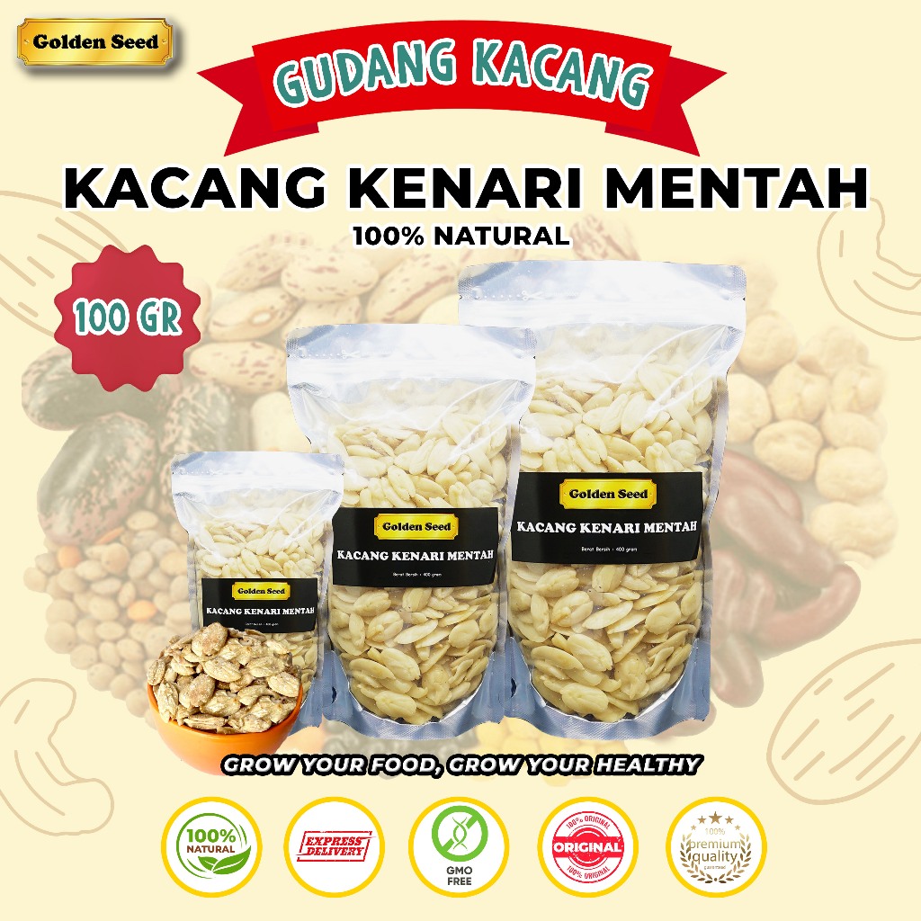 

KACANG KENARI KUPAS UTUH 100 GR / KACANG KENARI MENTAH / KENARI PREMIUM UTUH 100GR