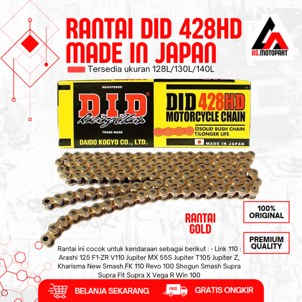 Neo RANTE 428 GOLD DID HSBT RANTAI DID 428 RANTAI GOLD 428/ RANTAI GOLD /RANTAI GOLD DID 428 130 140