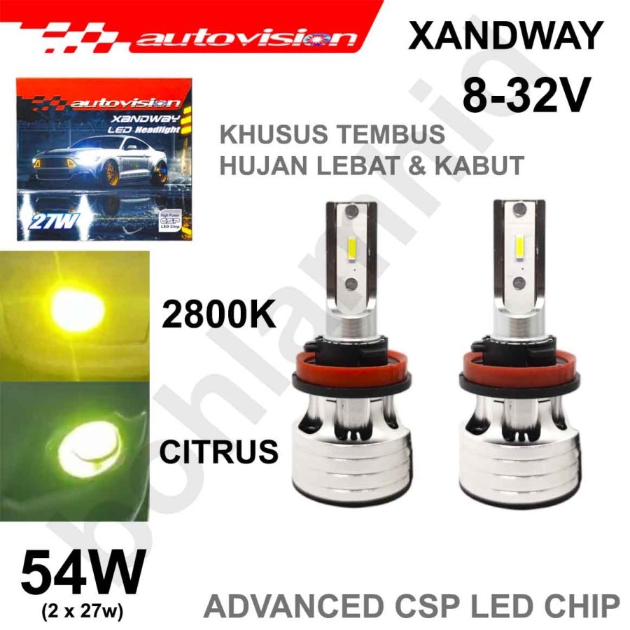 L-Lampu LED Mobil H11 H16 Kuning Autovision Xandway Foglamp Kabut 2800K