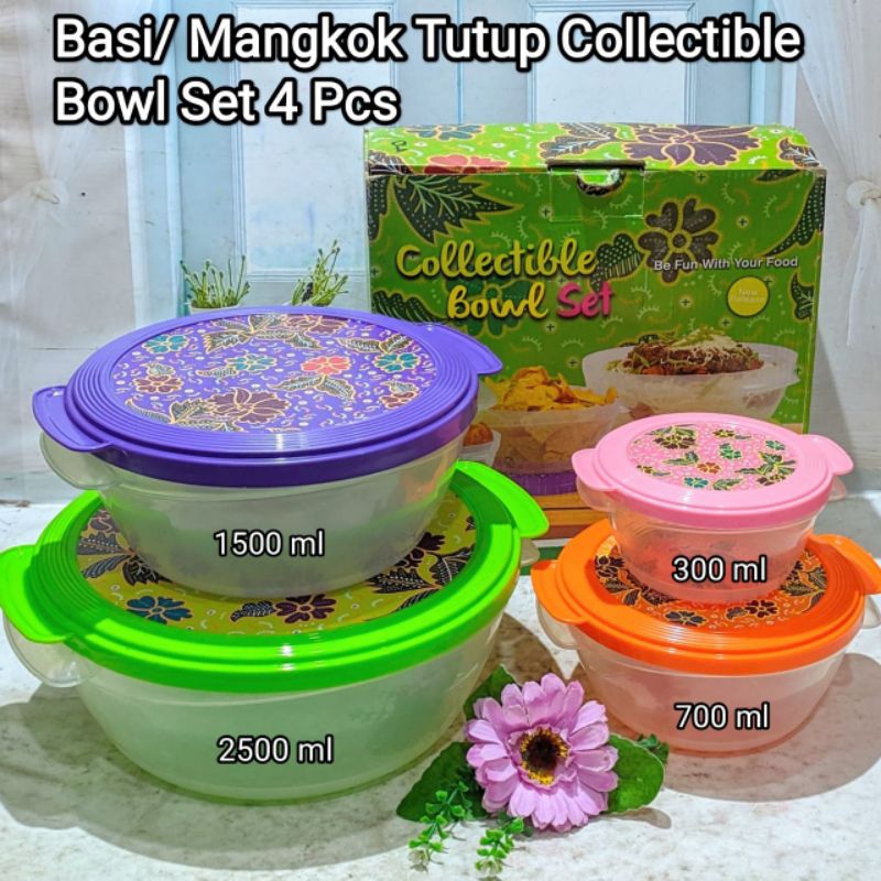 Basi / Mangkok Tutup Collectible Bowl Biggy Set Isi 4Pcs