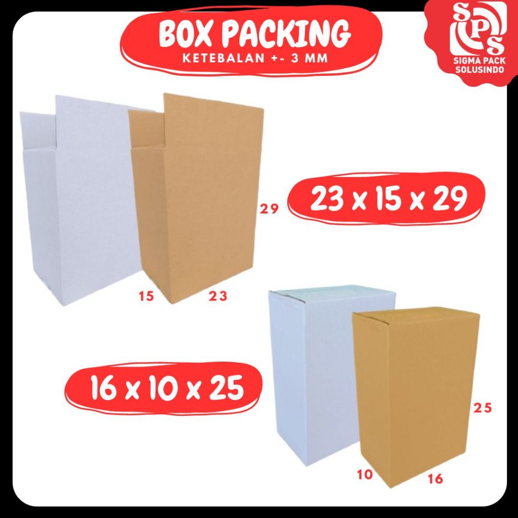 

Box 16x10x25 / 23x15x29 A1 Packing Dus Karton Kardus Kotak Kemasan Sparepart Assesoris Fix