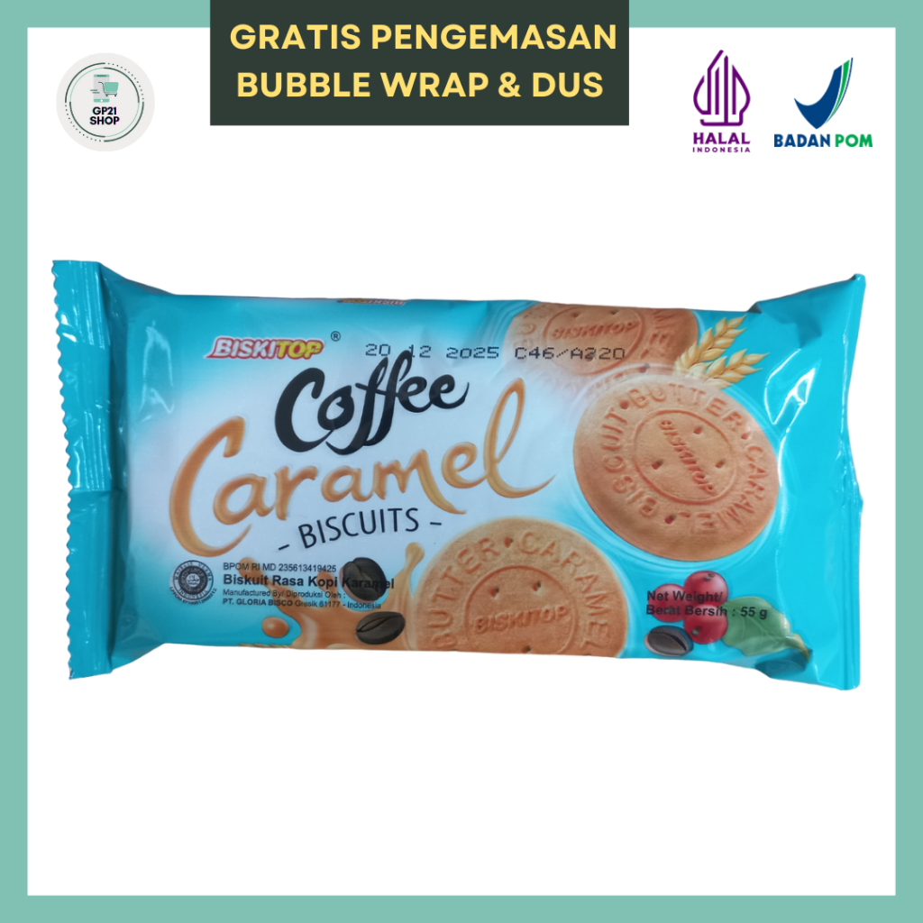 

Biskitop Coffee Caramel Biscuits 55gr - Biskuit Kopi Karamel Snack Cemilan Murah Enak