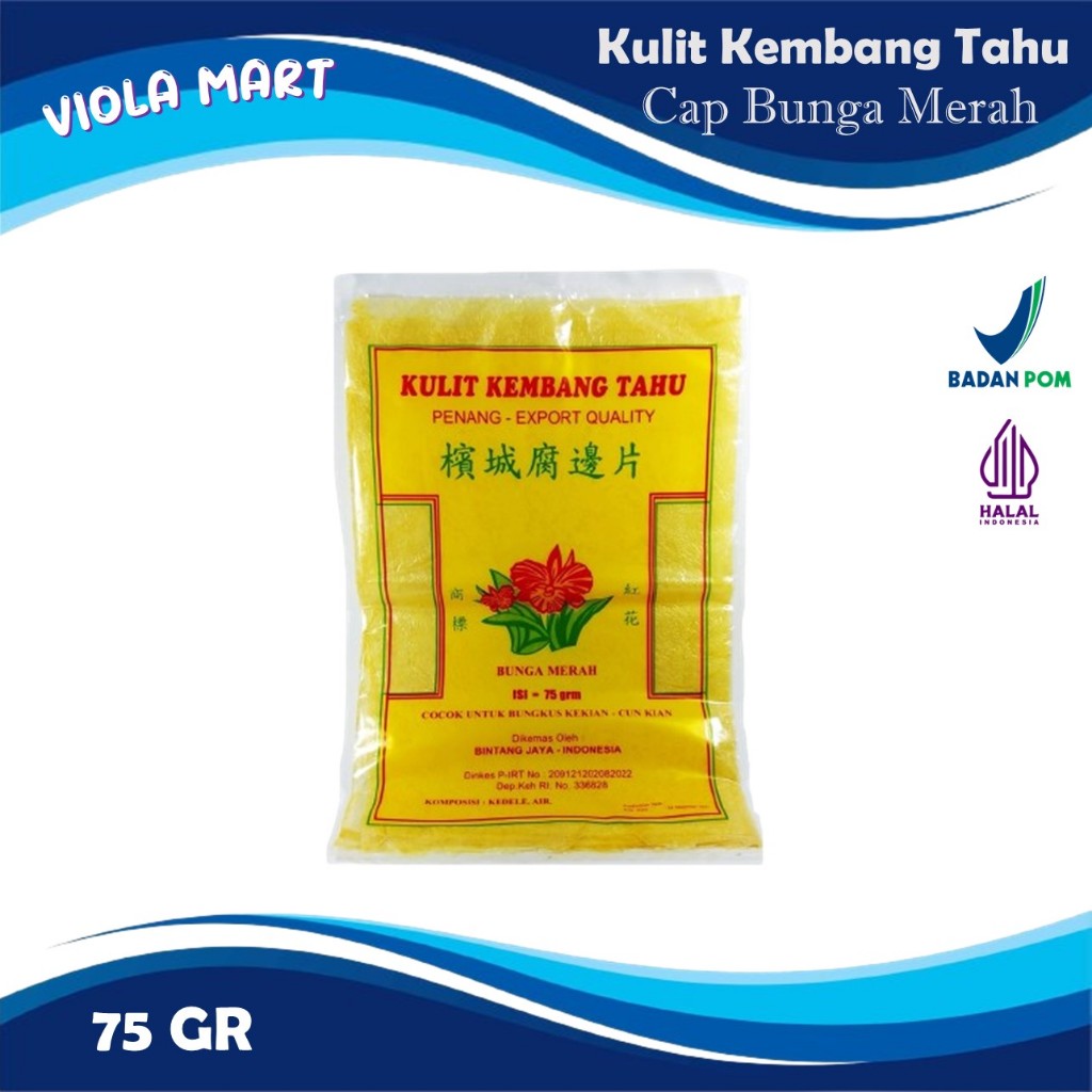 

Kulit Kembang Tahu Cap Bunga Merah 75gr / Cocok Untuk Kulit Dimsum BEST QUALITY