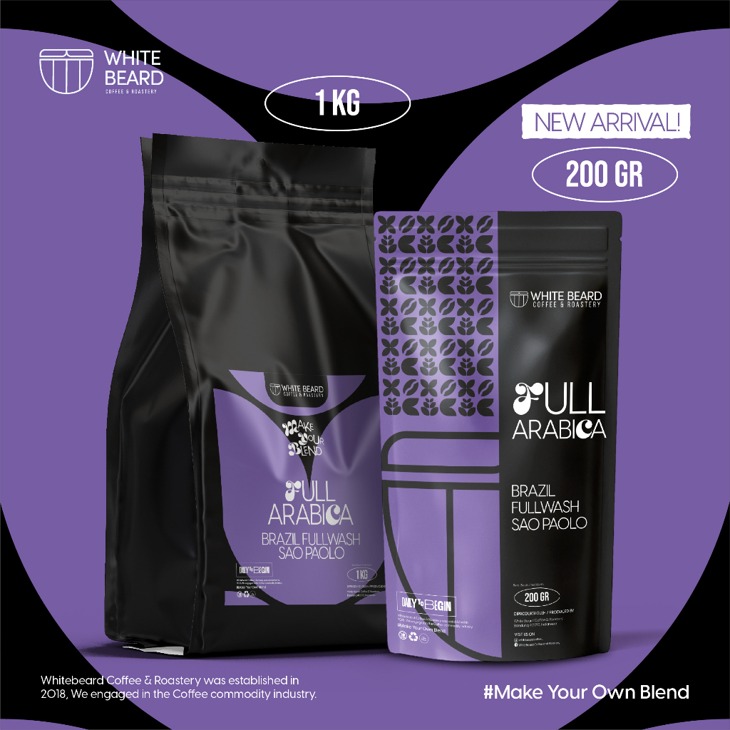 

Biji Kopi Full Arabika Full Wash Brazil Sao Paolo Roasted Beans 1000 Gr, 500 Gr & 200 Gr