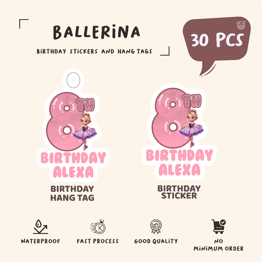 

(30pcs)diecut label hang tag BALLERINA//label tag/lucu cetak hang tag ulang tahun/label stiker diecut/murah/label ulang tahun/suvemir ultah/stiker diecut/hangtag diecut