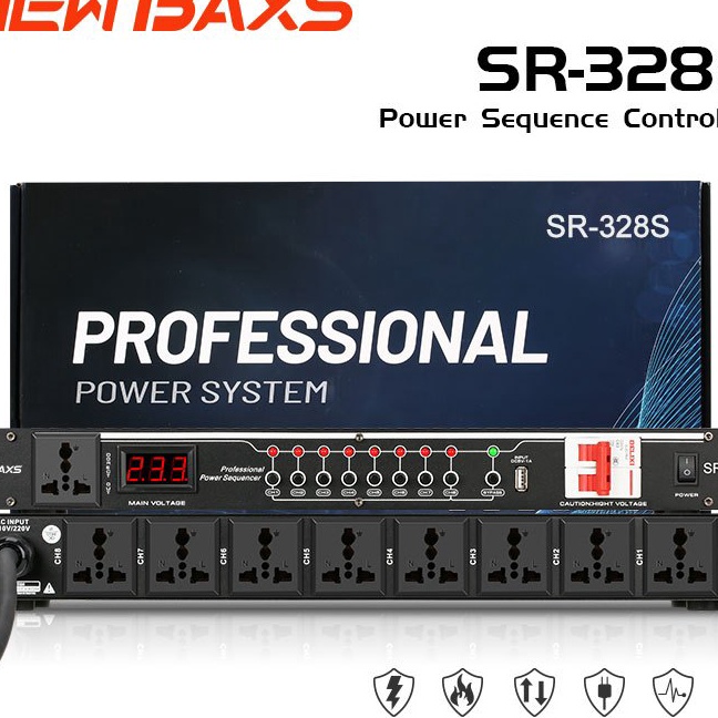 Murah power manager BAXS SR328S Colokan Listrik 4 amp power controller 8channel audio time system po