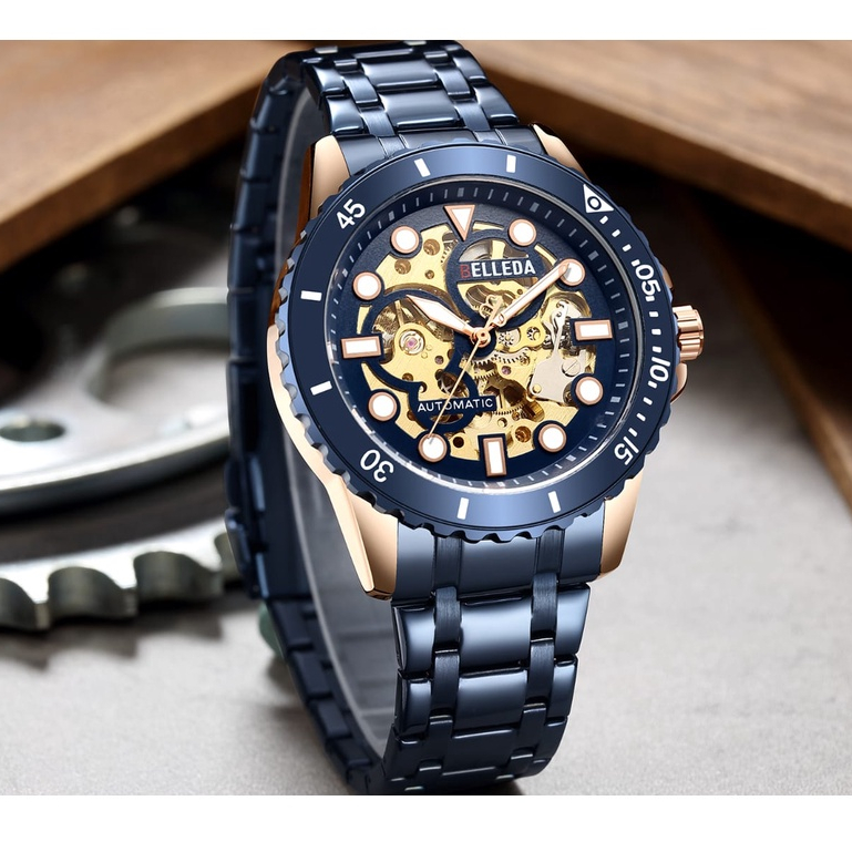 Jam Tangan Pria Belleda 9352 Otomatis Casual Mewah Tali Rantai Casual Anti Air IMPORTIR™