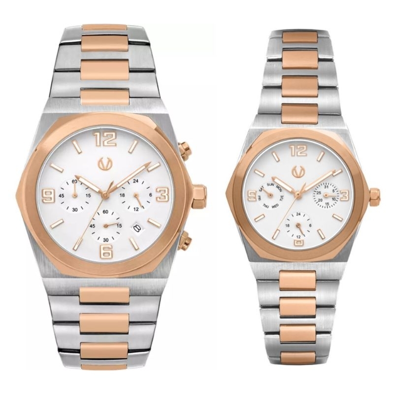 Jam Tangan Couple CHRIST VERRA CV 922163G&L-14 SLV Stainless Steel Strap