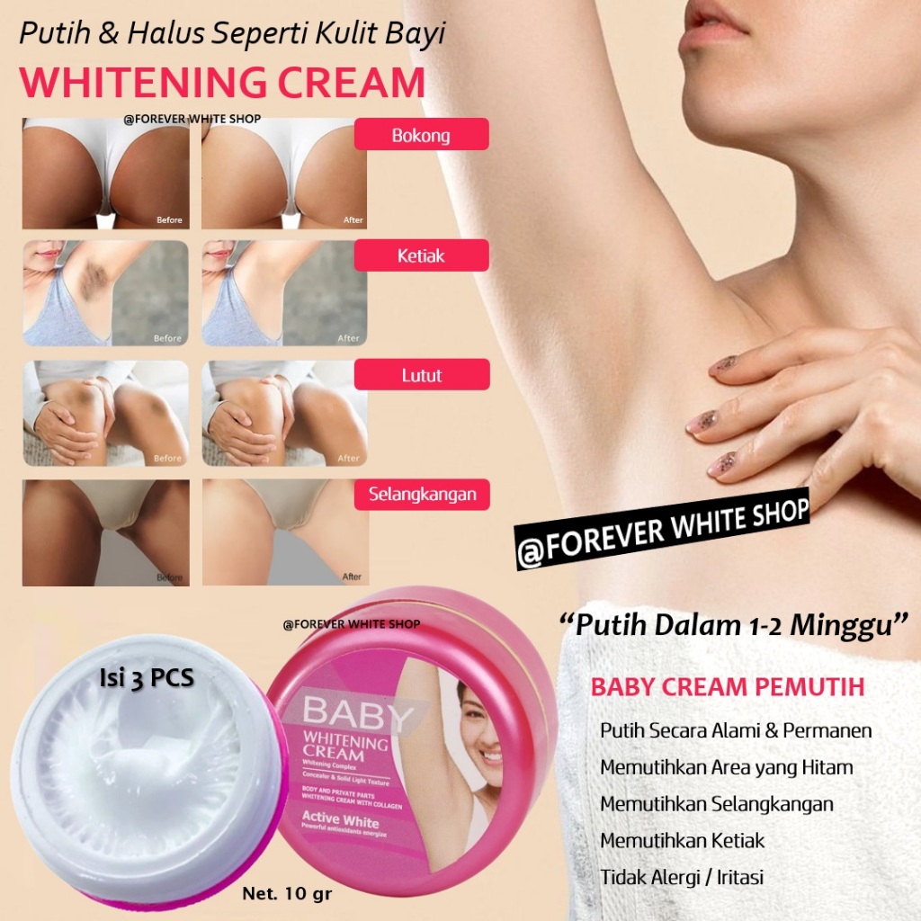 3 Pcs TERMURAH Whitening Cream Underarm Deodorant Krim Pemutih Ketiak Alami FW Shop / Pemutih Badan 