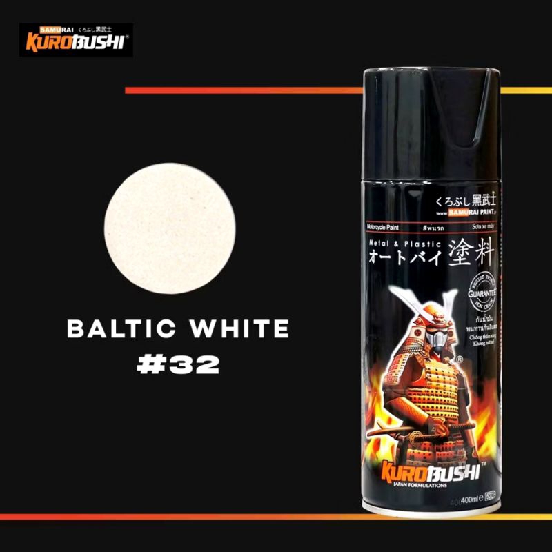 SAMURAI PAINT 32 BALTIC WHITE CAT SEMPROT SPRAY WARNA PUTIH TULANG tahan bensin