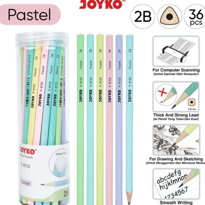 

PERDRUM Pencil Pensil P813 2B 1 Drum 36 Pcs Pastel