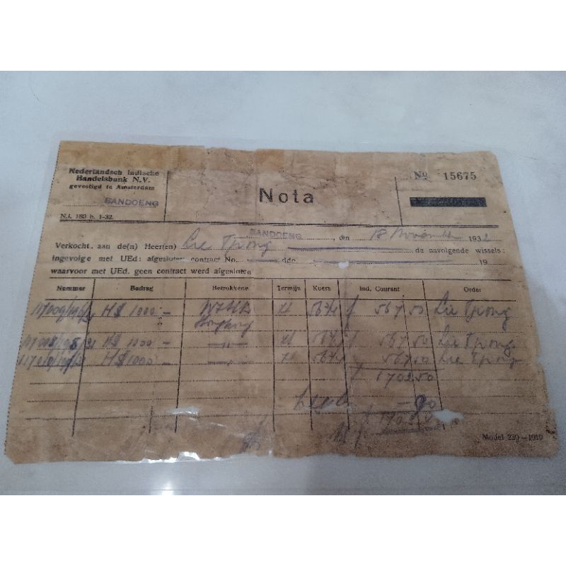 

Nota Tabungan JaDul thn 1932
