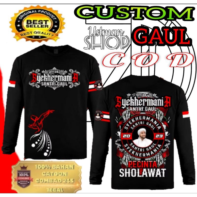 KAOS SYEKHERMANIA DISTRO CUSTOM, BISA REQUEST KATA/LOGO SESUKA LOE, SABLON DEPAN BELAKANG Edisi sant