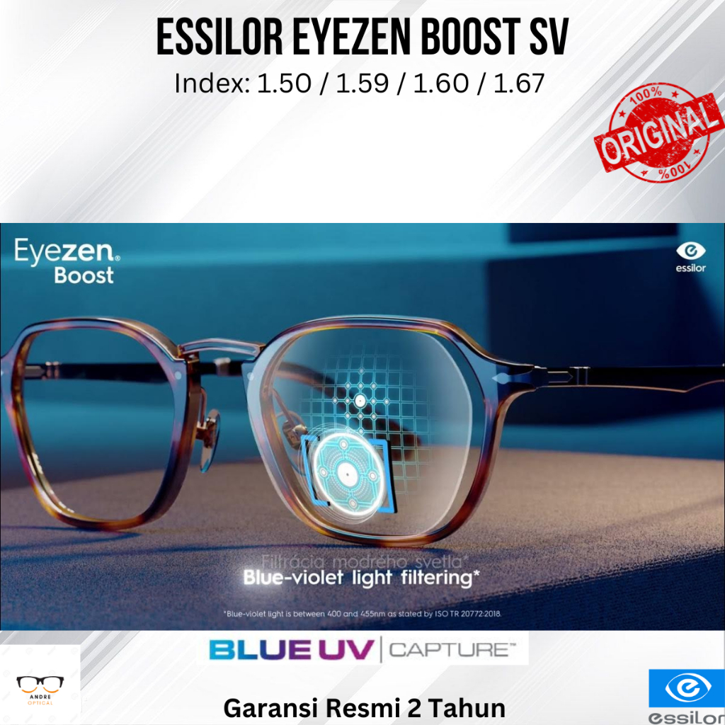 Lensa Kacamata Essilor Eyezen Boost Blue UV Capture SV