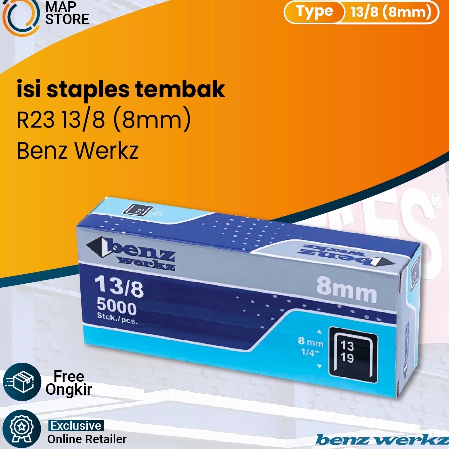 

Isi Staples 13 8 Refill Stapler Steples Tembak R23 8 mm 138 Benz