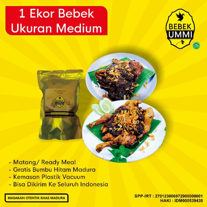 

[Bisa Kirim Reguler] BEBEK UMMI - 1Ekor Bebek Goreng (Matang/Ready To Eat) + Free Bumbu Hitam Khas Madura | Ukuran M