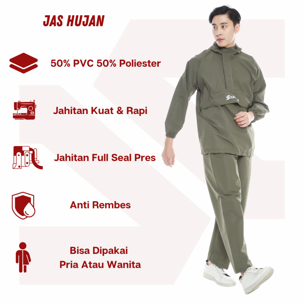 Jas Hujan Tebal Anti Rembes Jahitan Full Seal Pria Wanita