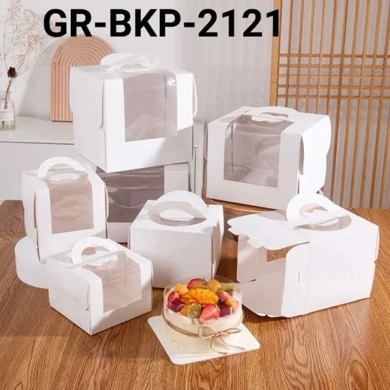 

BKP2121-15 Cake box packaging korean mika handle kotak dus tart kue 21cm (Packaging)