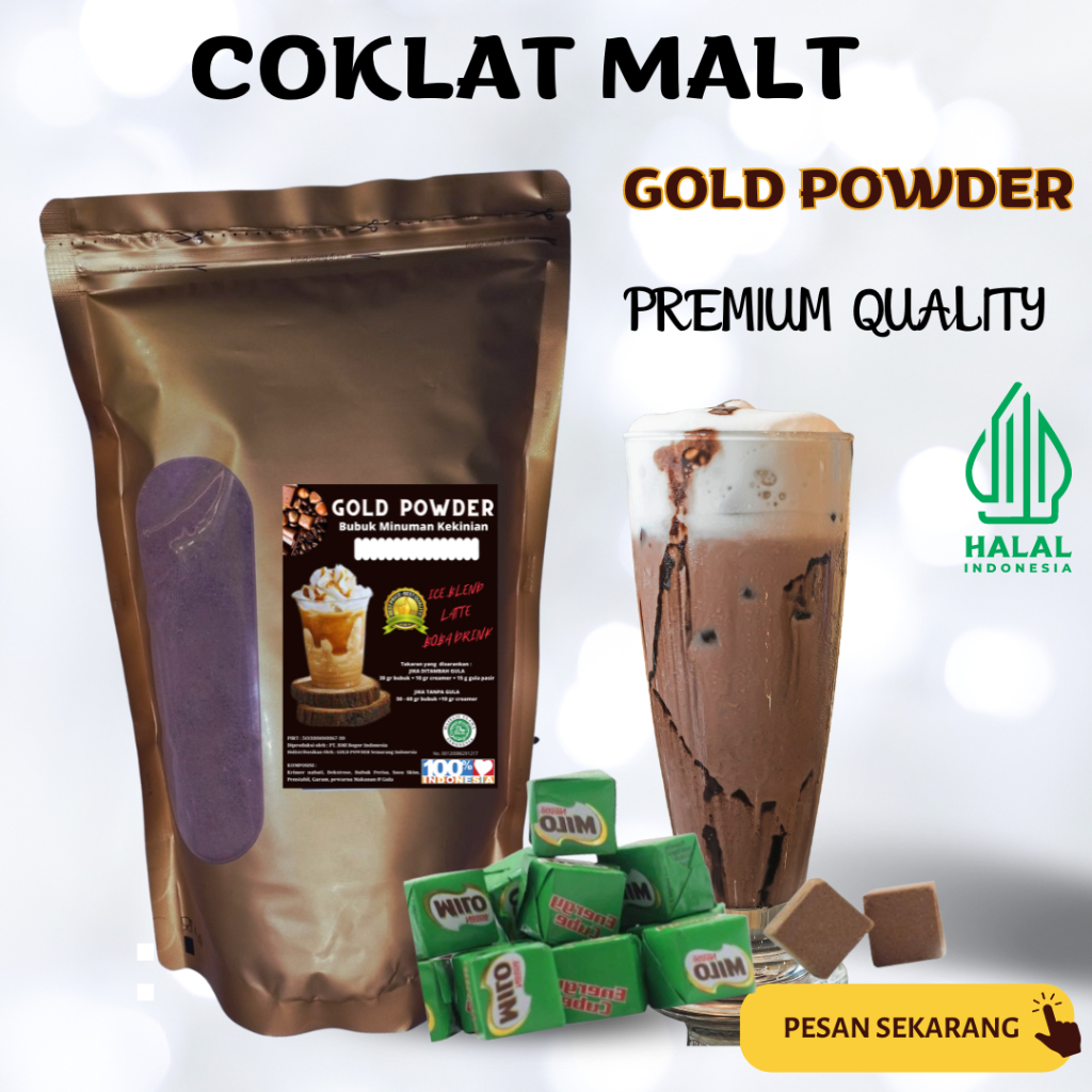 

GOLD Powder 1 Kg RASA COKLAT MILLOW bubuk minuman instan premium / CHOCO MALT / minuman kekinian