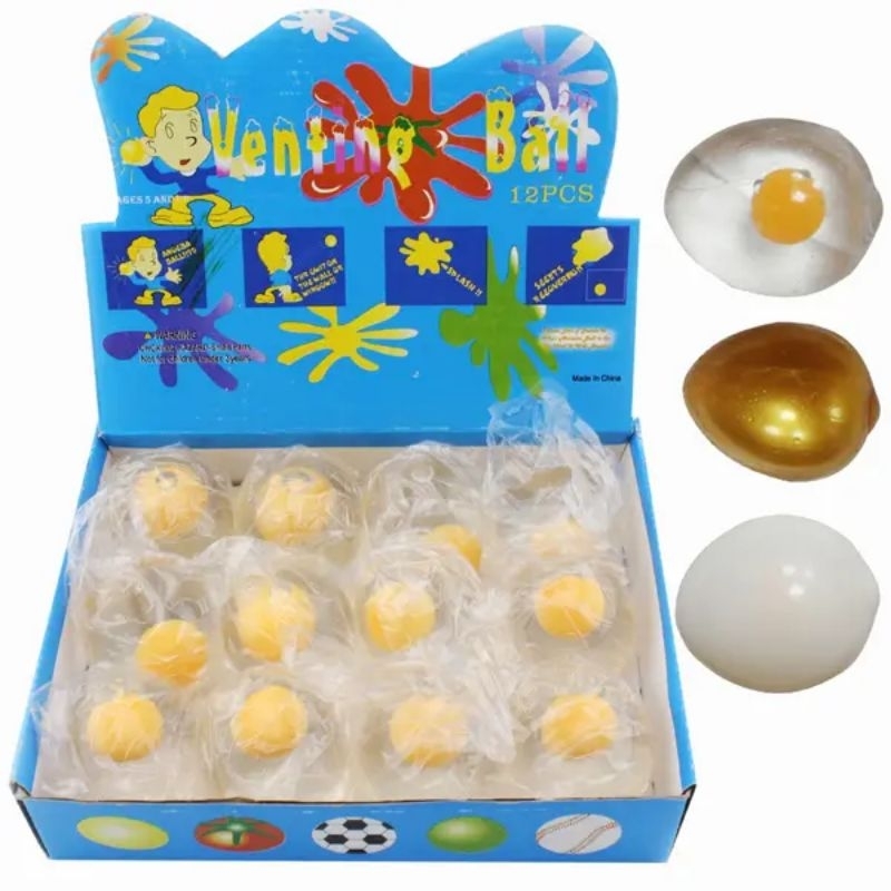 12 PCS MAINAN BANTING TELUR SPLAT EGG MAINAN ANTI STRES SQUISI TELUR