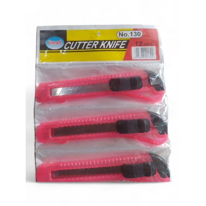 

VANART 12PCS Cutter Working | Pisau Cutter Transparan No.130 Warna Mix