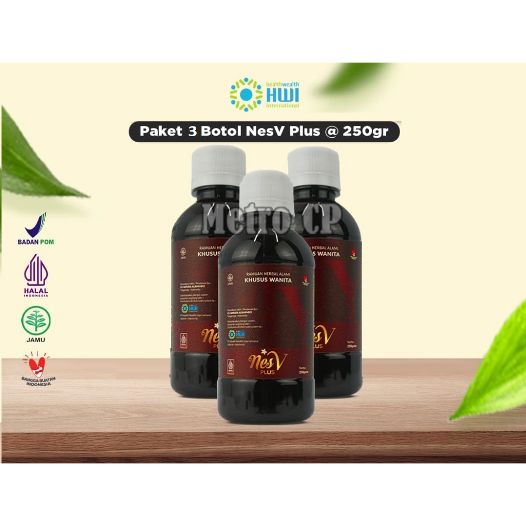 Nes V Plus / NesV Plus (Paket 3 Botol) Original Resmi Distributor HWI untuk Kesehatan Kewanitaan