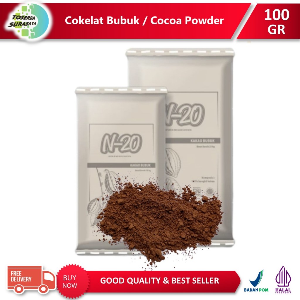 

Coklat Bubuk N-20 100gr / Cocoa Powder / Coklat Bubuk BEST PRICE (Tersedia Harga Grosir)